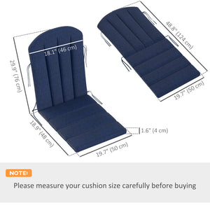 Adirondack Chair Cushion Set of 2, Outdoor Chair Cushions, High Back Patio Chair Cushions with Ties, Non-Slip Replacement Seat Cushion for Patio Furniture, Navy Blue
