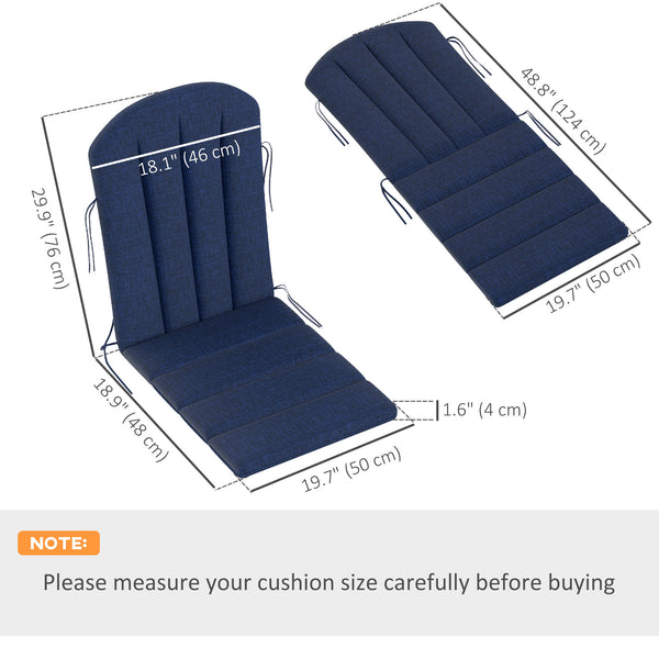 Adirondack Chair Cushion Set of 2, Outdoor Chair Cushions, High Back Patio Chair Cushions with Ties, Non-Slip Replacement Seat Cushion for Patio Furniture, Navy Blue