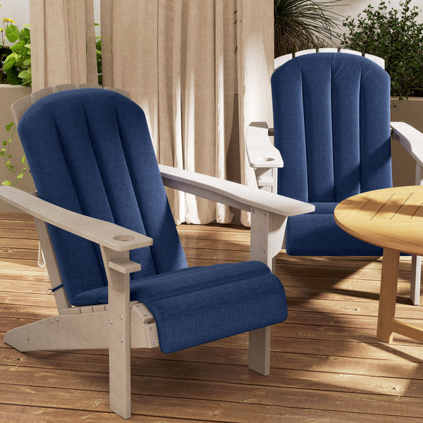 Adirondack Chair Cushion Set of 2, Outdoor Chair Cushions, High Back Patio Chair Cushions with Ties, Non-Slip Replacement Seat Cushion for Patio Furniture, Navy Blue