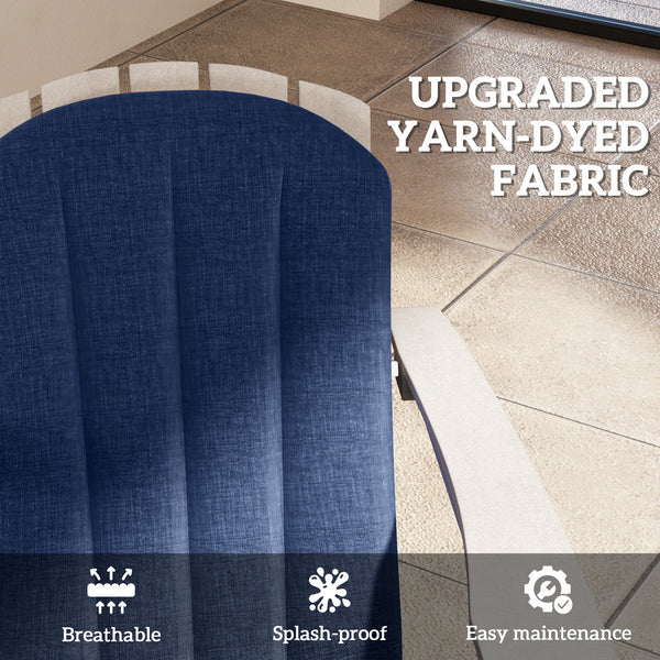 Adirondack Chair Cushion Set of 2, Outdoor Chair Cushions, High Back Patio Chair Cushions with Ties, Non-Slip Replacement Seat Cushion for Patio Furniture, Navy Blue
