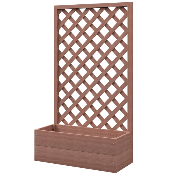 Outsunny Raised Garden Bed with Trellis Lattice, Wood Planter Box with Self Draining Gap, Freestanding Trellis Planter for Climbing Plants, Vines, Flowers, 29.5" x 13.25" x 53.25", Light Brown