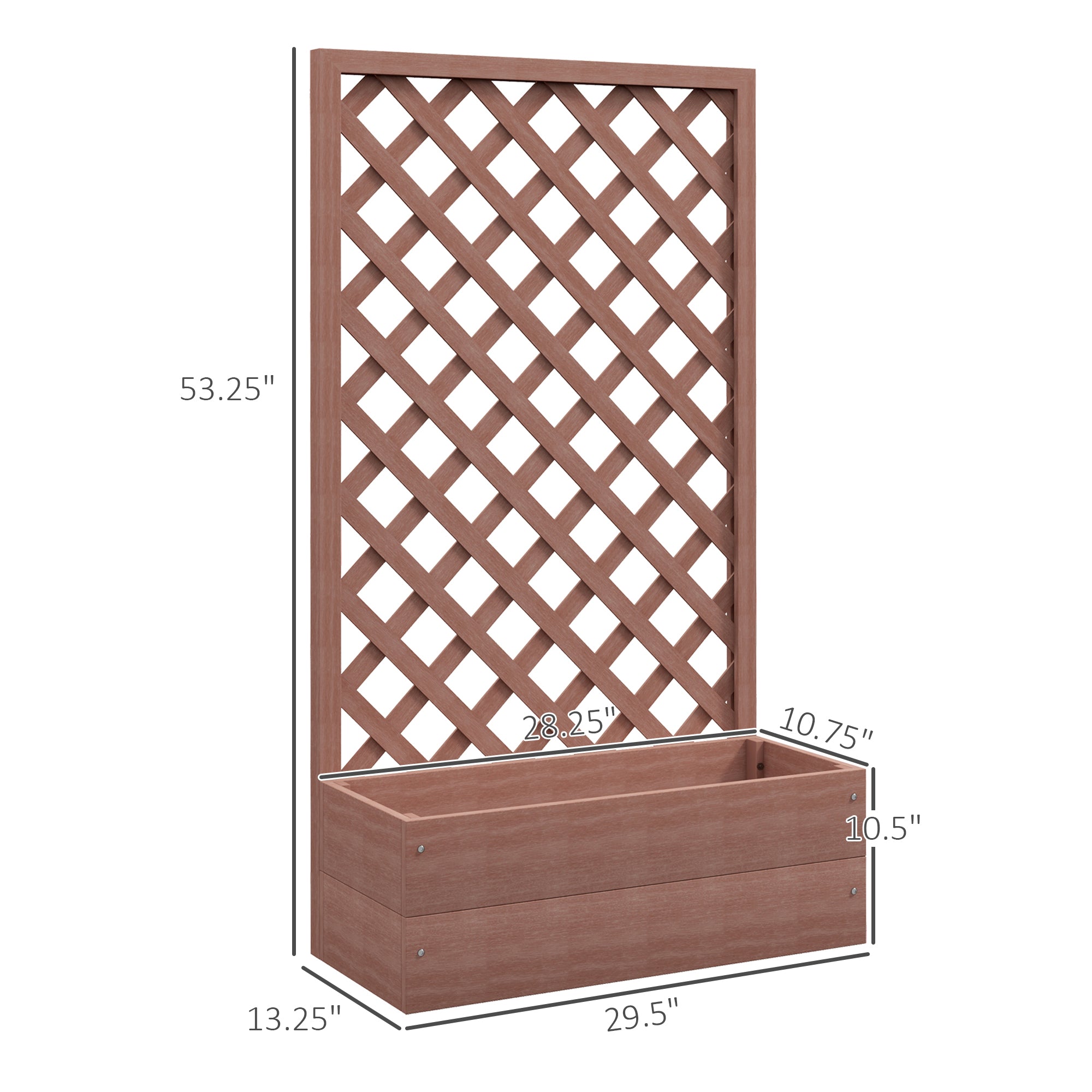 rectangular planter with trellis Outsunny Versatile Raised Garden Bed w/ Trellis & Self-Draining Design