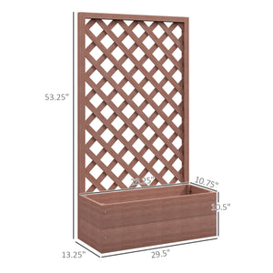 Outsunny Raised Garden Bed with Trellis Lattice, Wood Planter Box with Self Draining Gap, Freestanding Trellis Planter for Climbing Plants, Vines, Flowers, 29.5" x 13.25" x 53.25", Light Brown