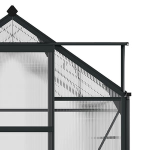 6 x 8ft Polycarbonate Greenhouse, Large Walk-In Green House with Slide Door and Window, Garden Plants Grow House with Aluminium Frame and Foundation, Grey