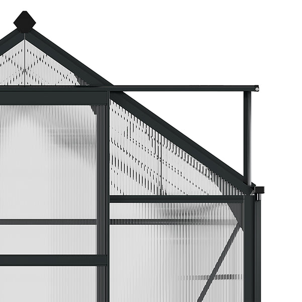 6 x 8ft Polycarbonate Greenhouse, Large Walk-In Green House with Slide Door and Window, Garden Plants Grow House with Aluminium Frame and Foundation, Grey