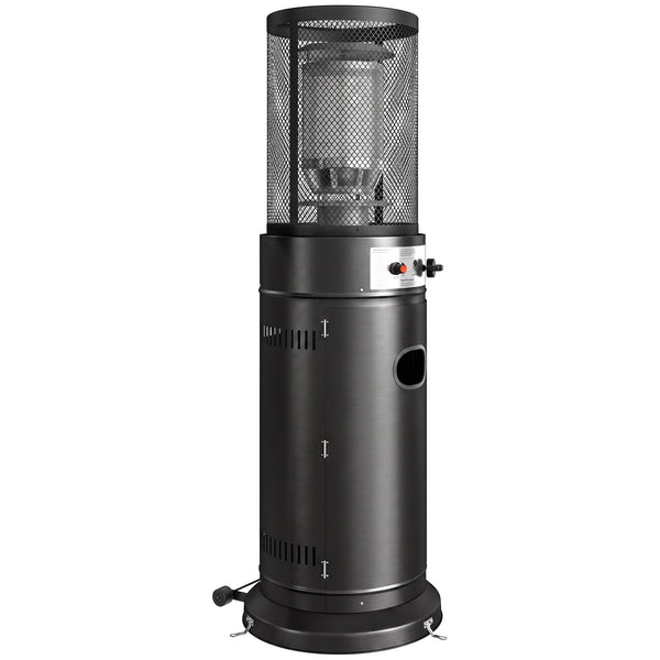 Gas Patio Heater, 11 kW Portable Propane Outdoor Heater with Stepless Heat Control, Pulse Ignition, Protective Mesh, Tip-over Protection, 2 Wheels for Garden, Black