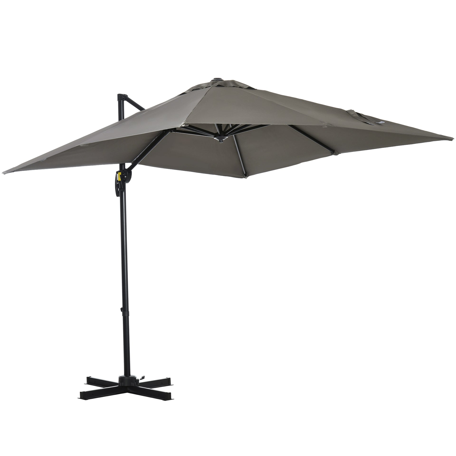 Outsunny 8'x 8' Square Cantilever Umbrella with 360° Rotation & Tilt, Light Grey