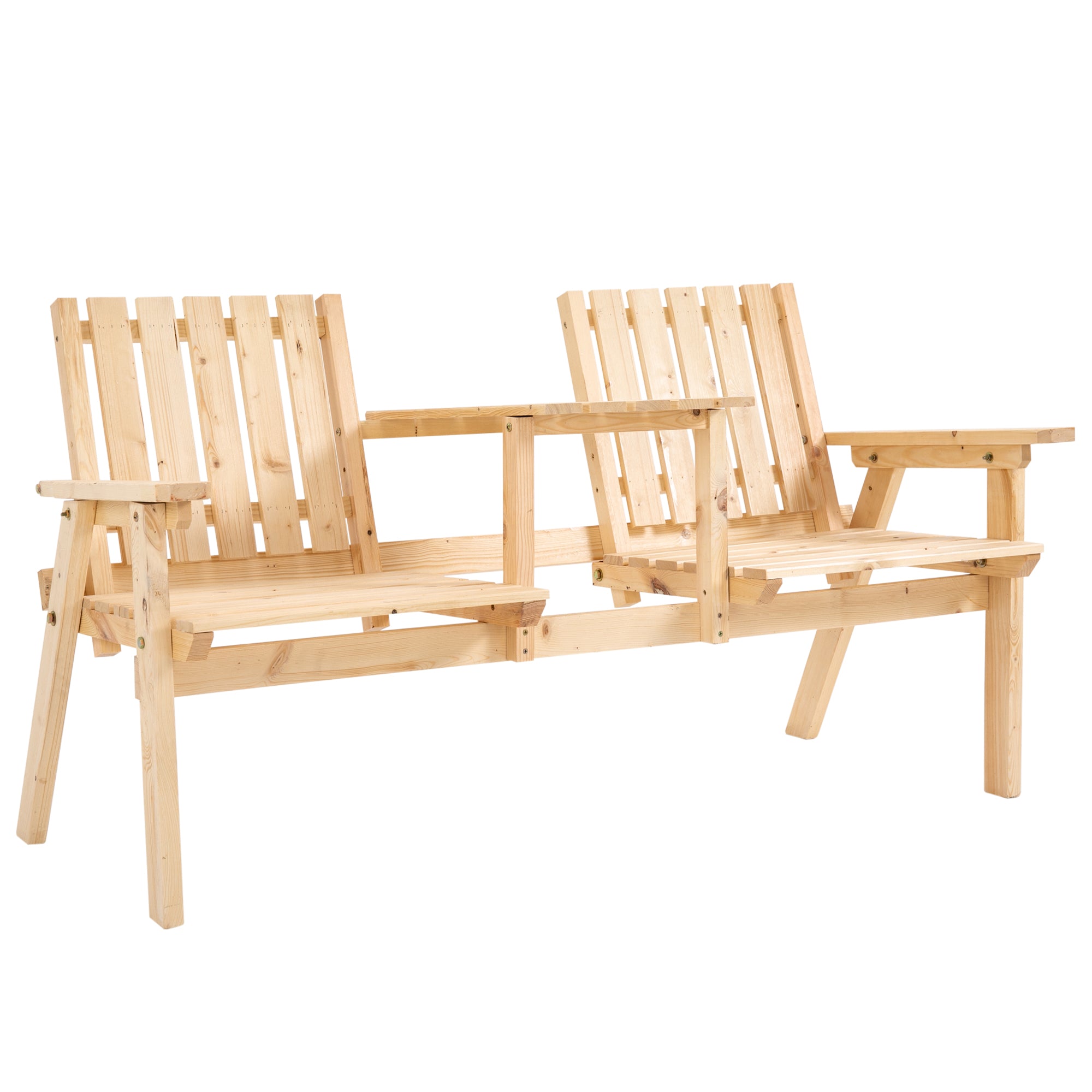 Outsunny Garden Bench with Middle Table & Umbrella Hole, 2-Seater