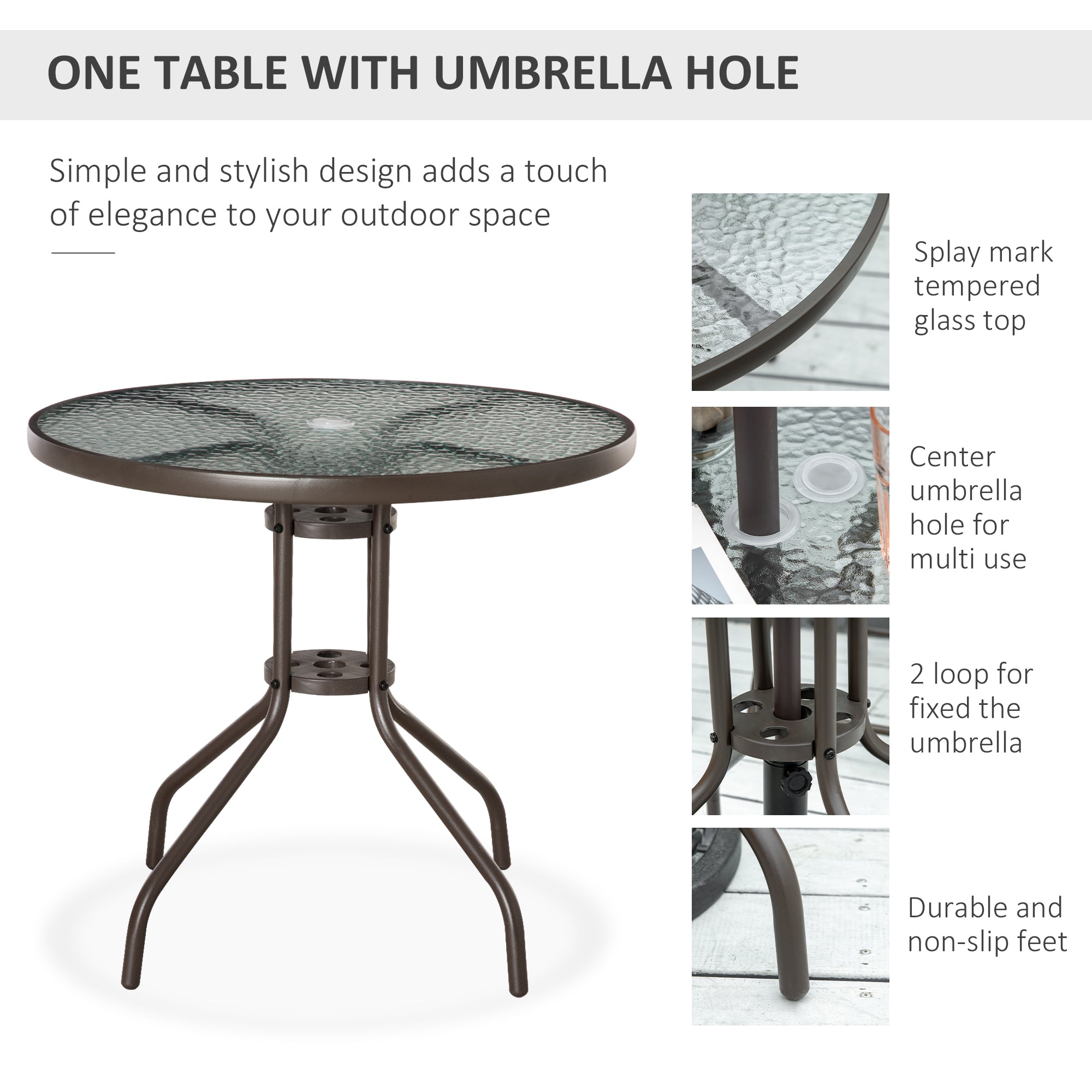 amazon prime patio table umbrellas Outsunny Garden Soirée: 6-Piece Gray Patio Dining Set with Umbrella & Glass Table