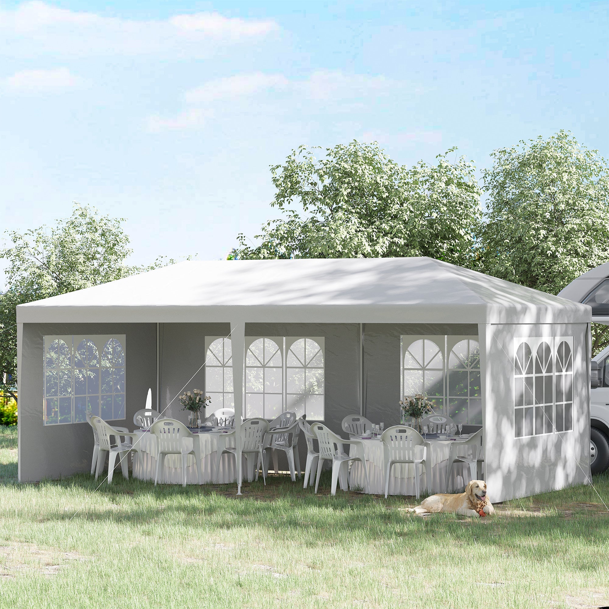 gazebo party tent Aosom Large 20' x 10' Gazebo Canopy Party Tent with 4 Removable Window Side Walls, Outdoor Events