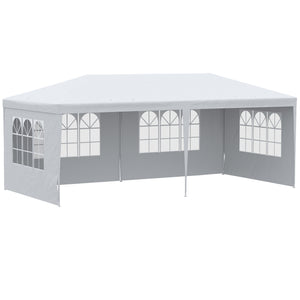 Outsunny 10' x 20' Large Party Tent, Outdoor Event Shelter, Gazebo Canopy with 4 Removable Window Sidewalls for Weddings, White