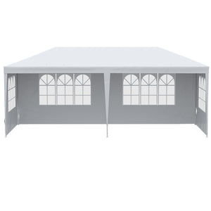 Outsunny 10' x 20' Large Party Tent, Outdoor Event Shelter, Gazebo Canopy with 4 Removable Window Sidewalls for Weddings, White