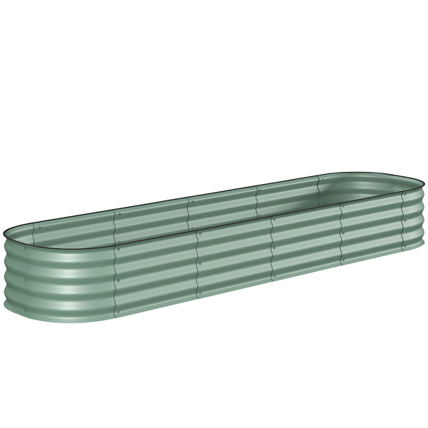 8' x 2' x 1' Galvanized Raised Garden Bed Kit, Outdoor Metal Elevated Planter Box with Safety Edging, Easy DIY Stock Tank for Growing Flowers, Herbs & Vegetables, Green