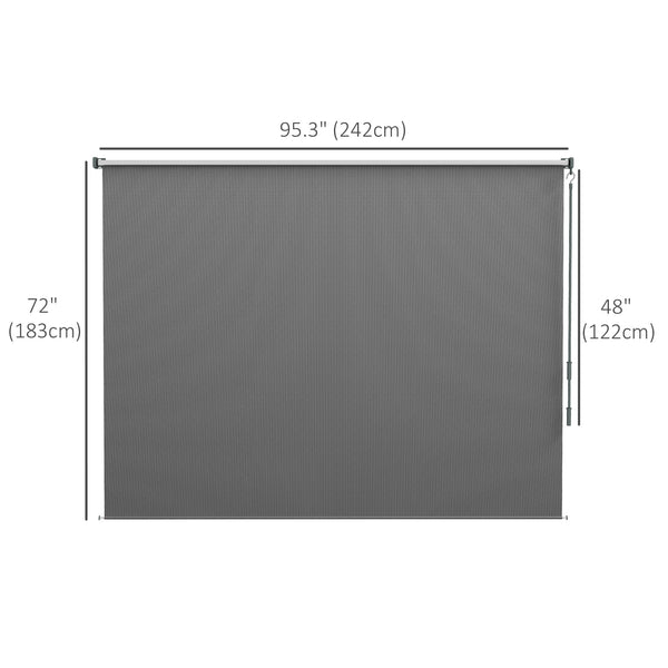 8'W x 6'H Roller Shades, Outdoor Blinds Cordless Roll Up Shade for Porch Balcony Gazebo, Light Grey