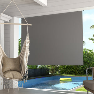 8'W x 6'H Roller Shades, Outdoor Blinds Cordless Roll Up Shade for Porch Balcony Gazebo, Light Grey