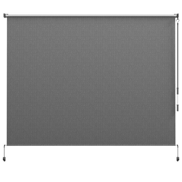 8'W x 6'H Roller Shades, Outdoor Blinds Cordless Roll Up Shade for Porch Balcony Gazebo, Light Grey