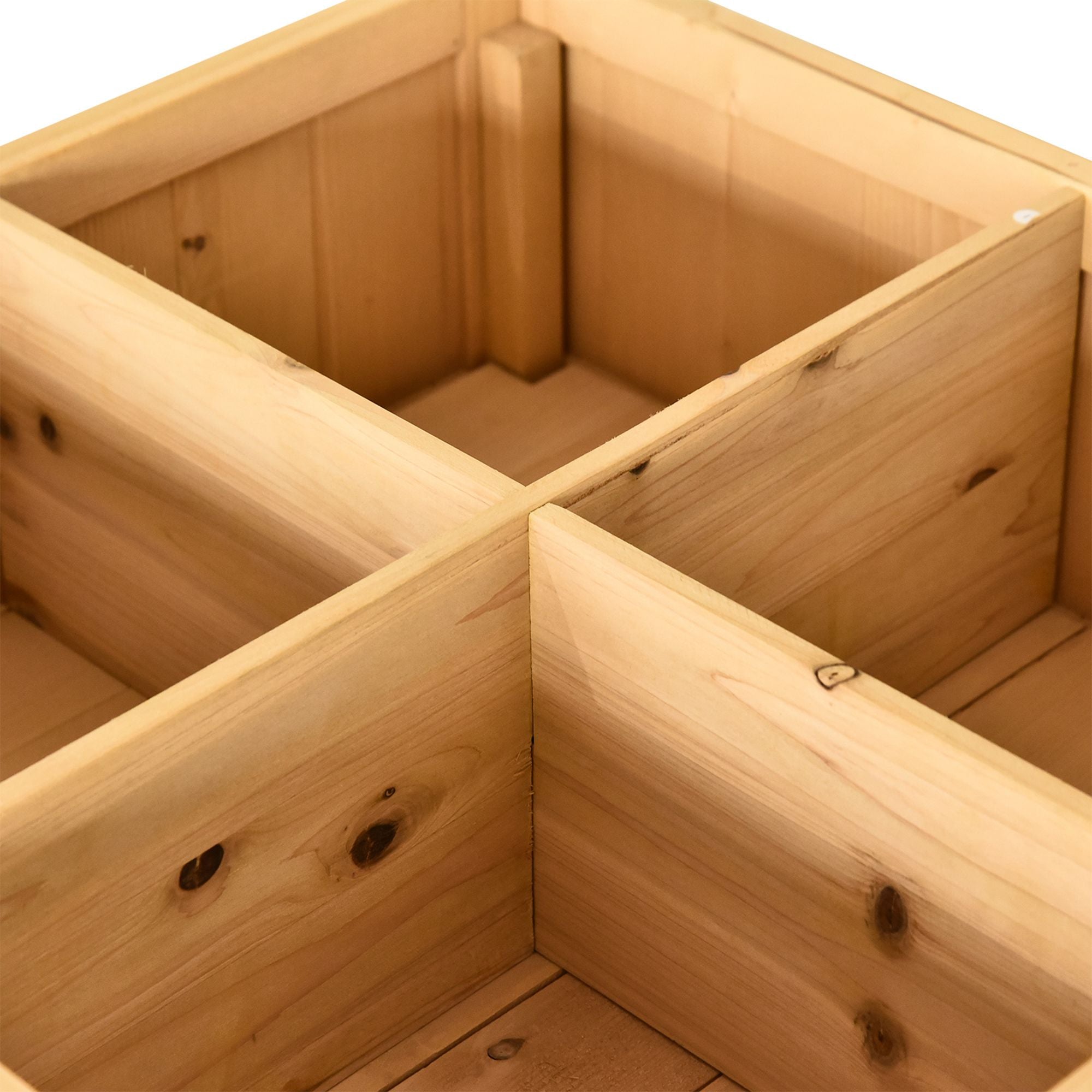 Outsunny Wooden Raised Bed with Storage Shelf & 8 Pockets, 43