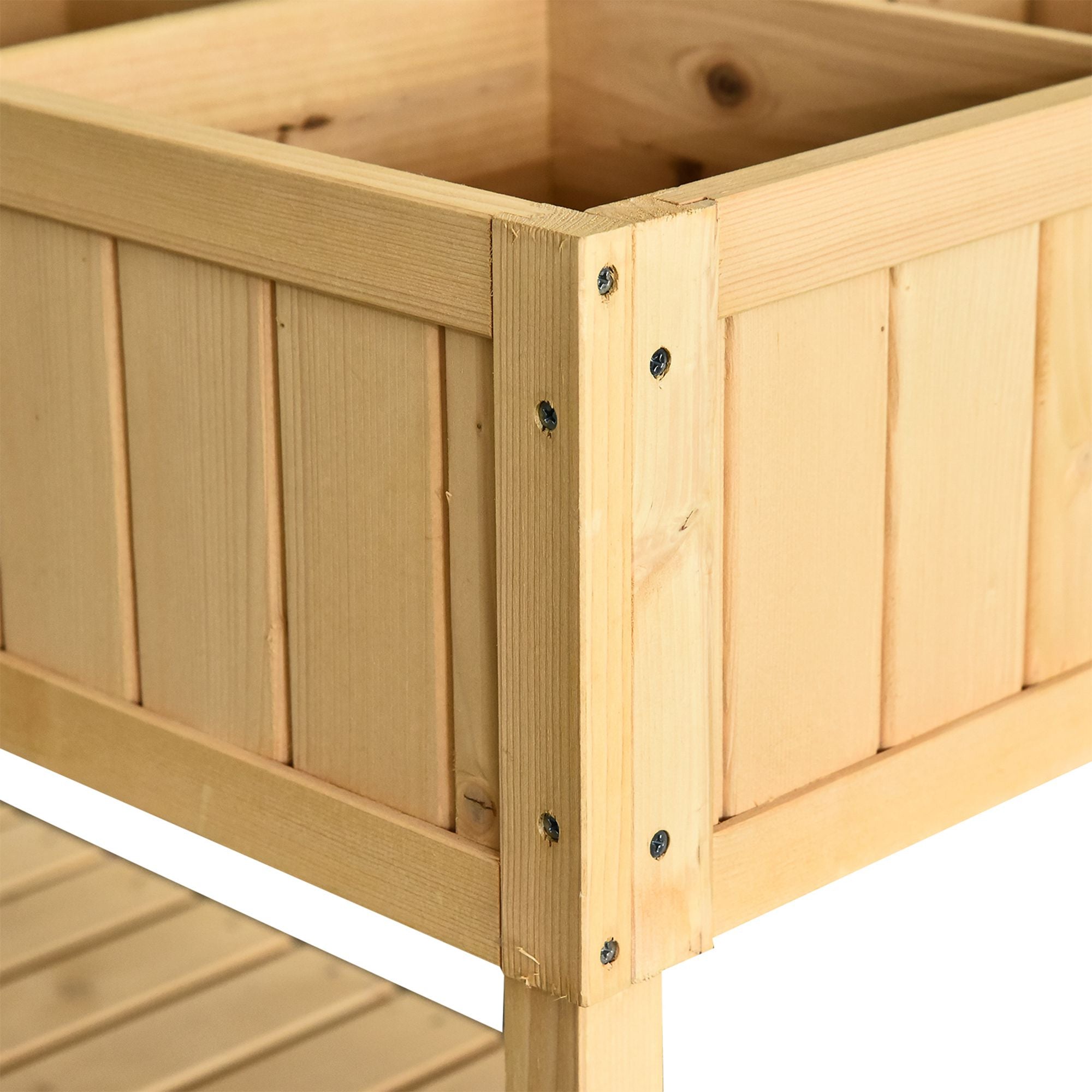 Outsunny Wooden Raised Bed with Storage Shelf & 8 Pockets, 43