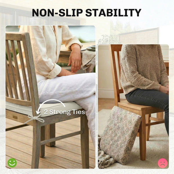 Outdoor Chair Seat Cushions Set of 2, Garden Chair Cushions with 7cm Thick Foam & Ties, Water Repellent and UV Resistant Covers for Patio Furniture 40x40cm, Cream White