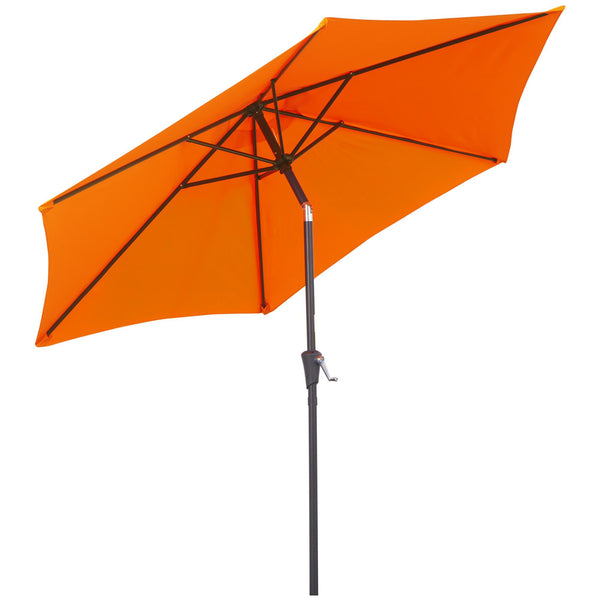 8.5FT Patio Umbrella, Round Garden Parasol with 6 Ribs, Market Sunshade Tilt Canopy w/ Crank Handle for Outdoor, Orange