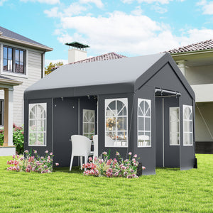 3 x 3 m Heavy Duty Garden Gazebo with Sides and 4 Weight Bags, Marquee Party Tent with Windows, All Weather Canopy for Camping, Festivals and Weddings, Grey