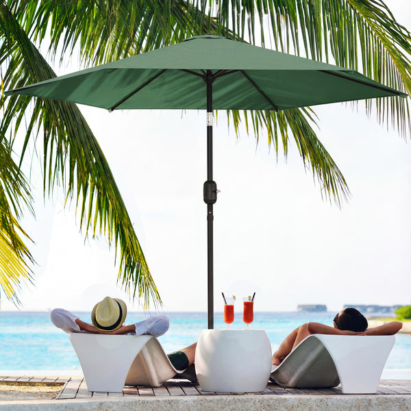 2.6 m Garden Parasol Umbrella with Aluminium Pole, Outdoor Table Market Patio Umbrella Sun Shade with Tilt and Crank, Vent, Dark Green