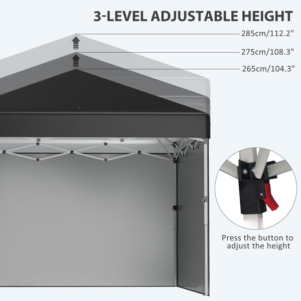 3 x 3 (M) Pop Up Gazebo with 3 Sidewalls, Leg Weight Bags and Wheeled Bag, Height Adjustable Party Tent Event Shelter for Garden, Patio, Black