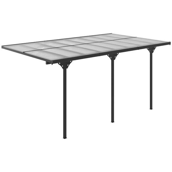 Outsunny 16.5' x 10' Outdoor Polycarbonate Pergola, Transparent UV Blocking Awning, Hardtop Deck Gazebo with Adjustable Posts and Height, Aluminum, Gray