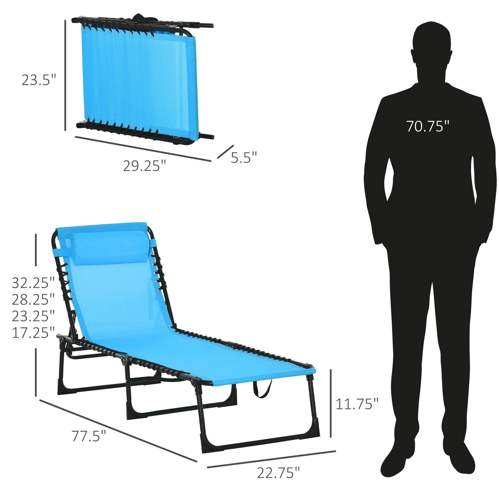 Outsunny Folding Chaise Lounge Chair with 4-Position Recline