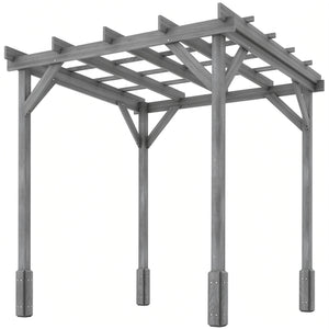 2 x 2m Wooden Pergola Kit, Decorative Garden Gazebo Shelter with Stable Structure for Climbing Vines, Flowers, Grey