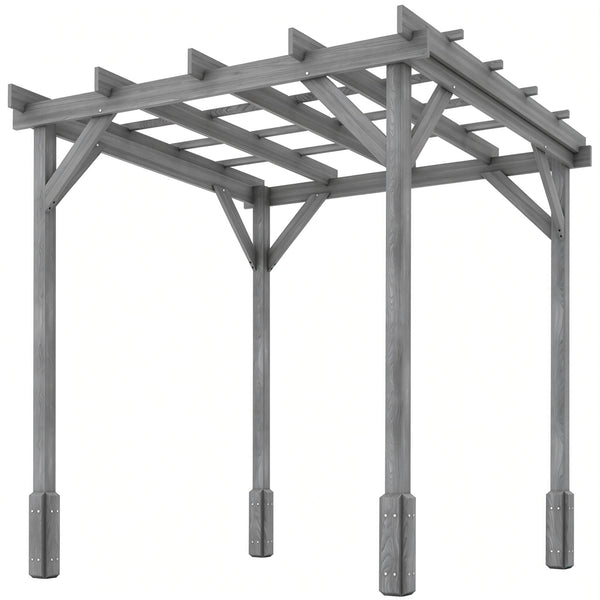 2 x 2m Wooden Pergola Kit, Decorative Garden Gazebo Shelter with Stable Structure for Climbing Vines, Flowers, Grey