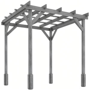 2 x 2m Wooden Pergola Kit, Decorative Garden Gazebo Shelter with Stable Structure for Climbing Vines, Flowers, Grey