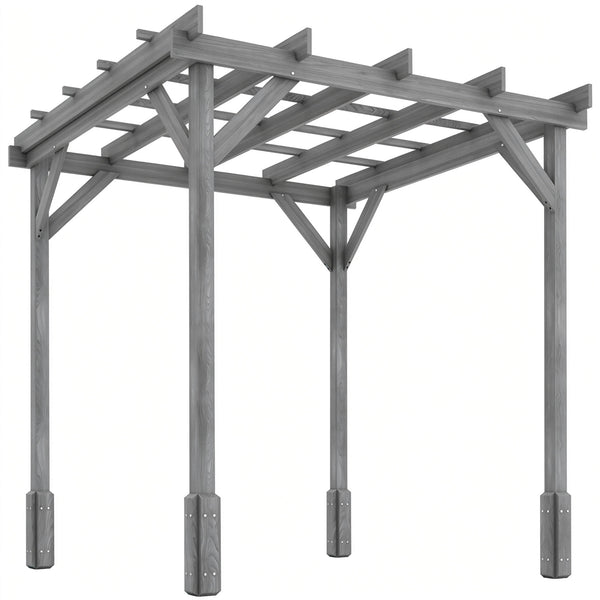 2 x 2m Wooden Pergola Kit, Decorative Garden Gazebo Shelter with Stable Structure for Climbing Vines, Flowers, Grey