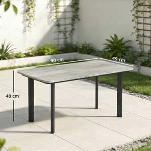 Outdoor Coffee Table, Rectangle Garden Table with Slatted Wood Plastic Composite Top, Metal Frame Garden Tables for Patio, Balcony, Terrace, 90 x 49 x 40 cm, Grey