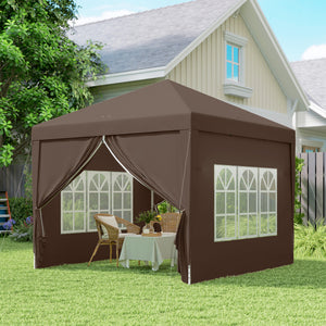 10'x10' Outdoor Pop Up Party Tent Gazebo Canopy with Carrying Bag (Coffee)