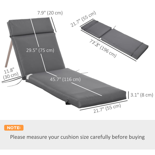 Outdoor Lounge Chair Cushion Set of 2, Non-Slip Chaise Lounge Cushions, Sun Lounger Pads for Indoor Outdoor, 77.2" x 21.7", Dark Grey
