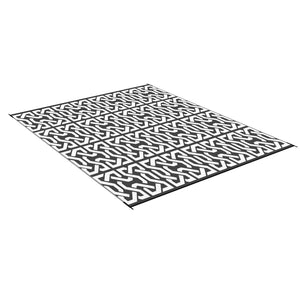 Outsunny Reversible Outdoor Rug, 8' x 10' Waterproof Plastic Straw Floor Mat, Portable RV Camping Carpet, Large Floor Mat for Backyard, Deck, Picnic, Beach, Black & White Chain