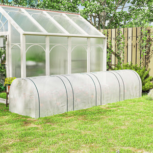 13' x 3' x 2.5' Mini Greenhouse, Portable Tunnel Green House with Roll-Up Zippered Doors, UV Waterproof PE Cover, Steel Frame, White