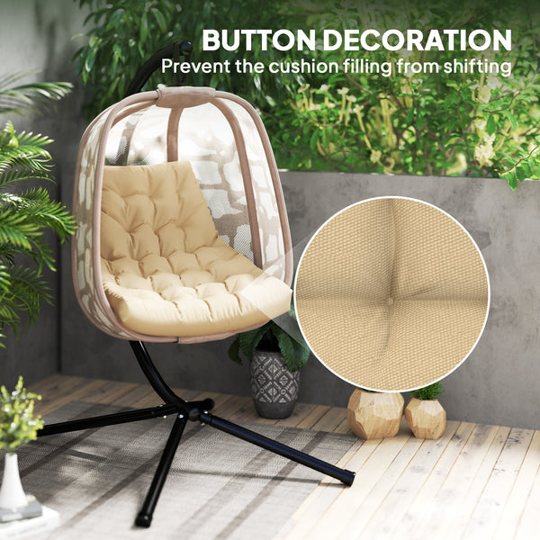Outdoor Swing Cushion, Tufted Patio Cushion Replacement for Garden Chair Egg Chair, Indoor Outdoor Seat Cushion, Beige