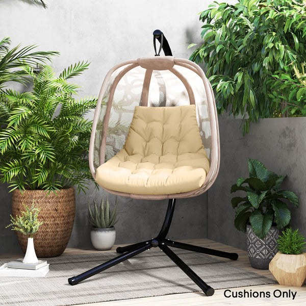 Outdoor Swing Cushion, Tufted Patio Cushion Replacement for Garden Chair Egg Chair, Indoor Outdoor Seat Cushion, Beige