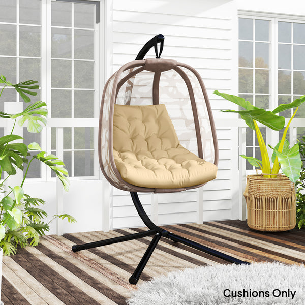 Outdoor Swing Cushion, Tufted Patio Cushion Replacement for Garden Chair Egg Chair, Indoor Outdoor Seat Cushion, Beige