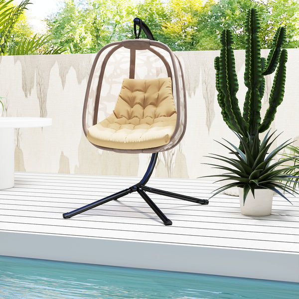 Outdoor Swing Cushion, Tufted Patio Cushion Replacement for Garden Chair Egg Chair, Indoor Outdoor Seat Cushion, Beige