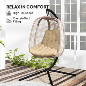Outdoor Swing Cushion, Tufted Patio Cushion Replacement for Garden Chair Egg Chair, Indoor Outdoor Seat Cushion, Beige