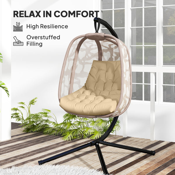 Outdoor Swing Cushion, Tufted Patio Cushion Replacement for Garden Chair Egg Chair, Indoor Outdoor Seat Cushion, Beige