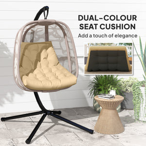 Outdoor Swing Cushion, Tufted Patio Cushion Replacement for Garden Chair Egg Chair, Indoor Outdoor Seat Cushion, Beige