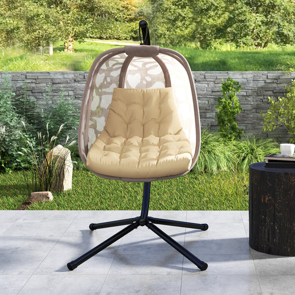 Outdoor Swing Cushion, Tufted Patio Cushion Replacement for Garden Chair Egg Chair, Indoor Outdoor Seat Cushion, Beige