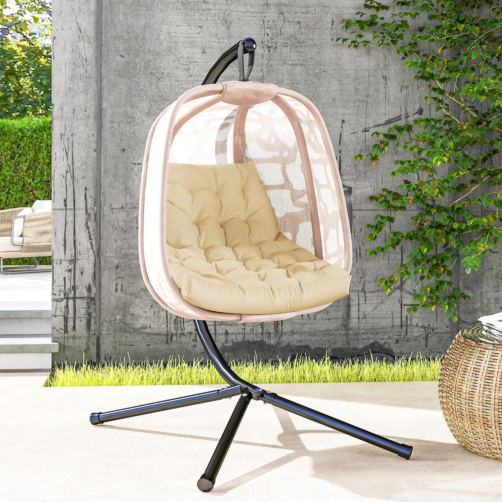 Outdoor Swing Cushion, Tufted Patio Cushion Replacement for Garden Chair Egg Chair, Indoor Outdoor Seat Cushion, Beige