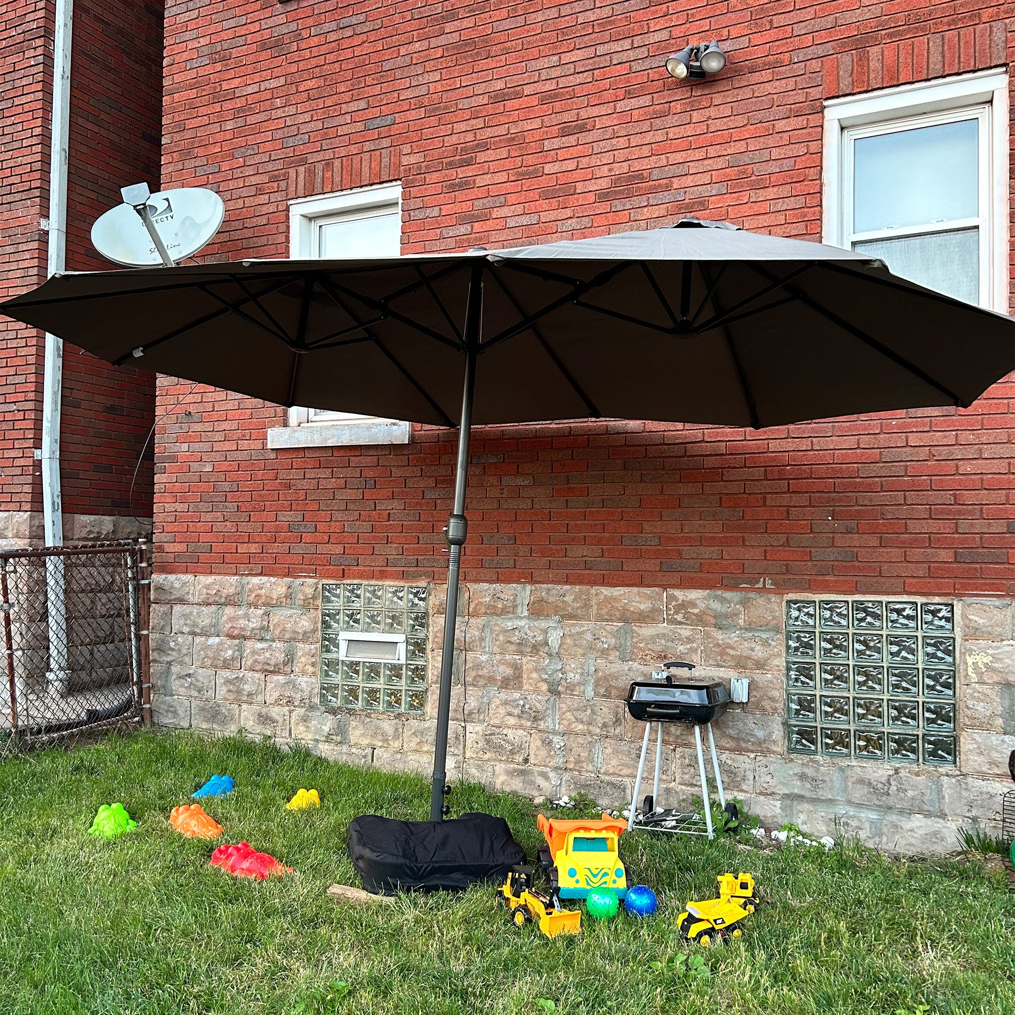 Outsunny 15' Steel Rectangular Outdoor Double Sided Market Patio Umbrella with UV Sun Protection & Easy Crank Outsunny 15' Steel Rectangular Outdoor Double Sided Market Patio Umbrella with UV Sun Protection & Easy Crank