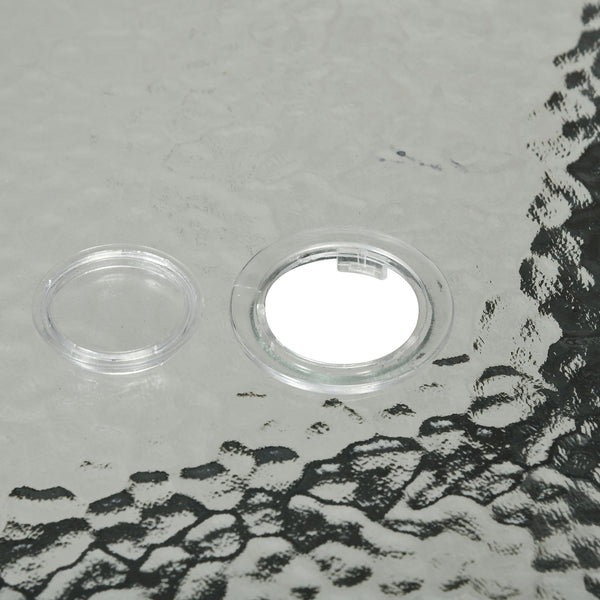 5 Pieces Garden Dining Set, Outdoor Square Dining Table and 4 Cushioned Armchairs, Tempered Glass Top Table w/ Umbrella Hole, Texteline Seats, Beige