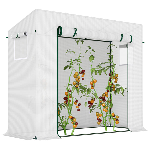 6.6' x 2.5' x 5.5' Walk-in Greenhouse Patio Hot House Plants Flowers Herbs Tomato Grow with Steel Frame Door Window Garden Balcony Patio White